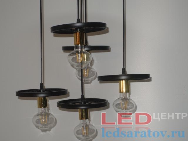 Люстра LOFT 9216-5, Е27, черный Колесо-5