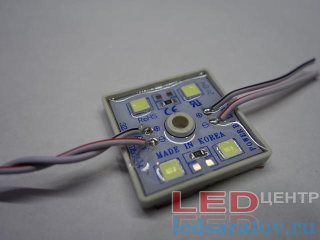 Светодиодный модуль SMD 5054, 1*4LED*60Lm, 32мм*32мм, IP65, DC12V, 1W, холодный