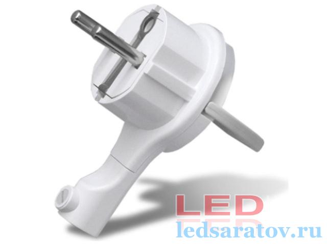 Вилка невидимка 16А, 250V, с заземлением, белый