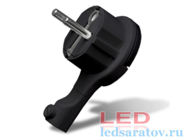 Вилка невидимка 16А, 250V, с заземлением, черный