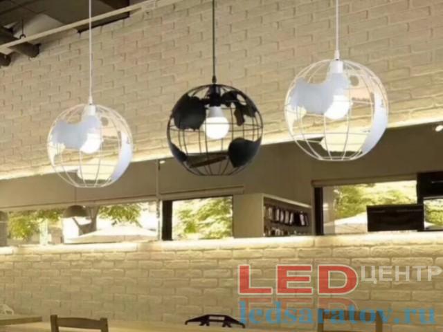 Светильник LOFT 6821-1, Е27, подвесной, черный Глобус