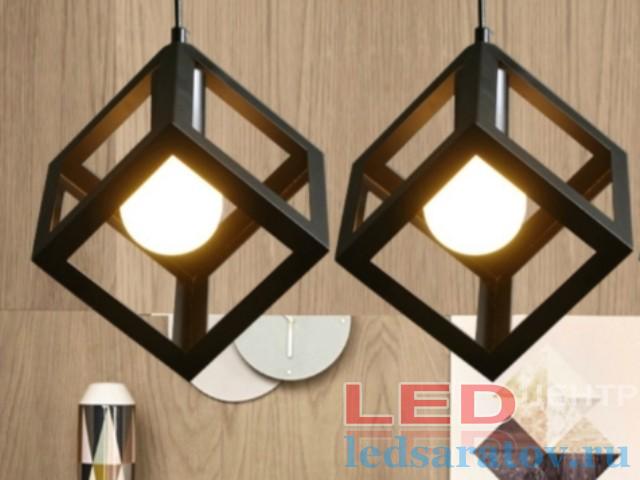Светильник LOFT 8135-1, Е27, подвесной, черный Куб