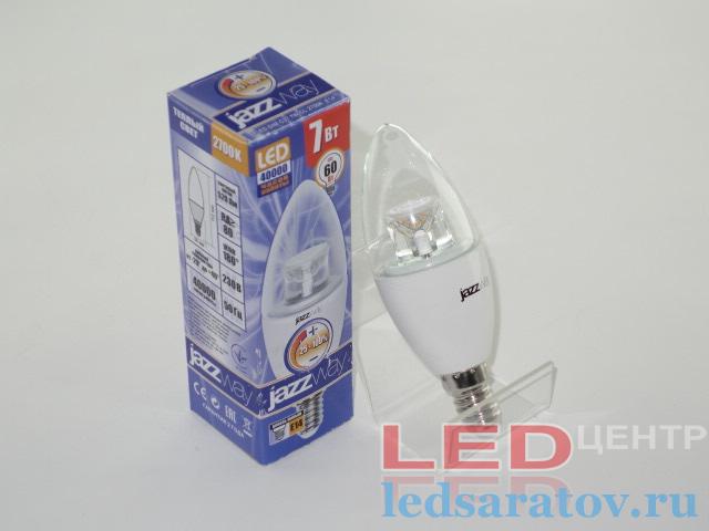 Лампочка светодиодная C37- 7w-DIM, 2700k, 520Lm, E14 JazzWay-Clear