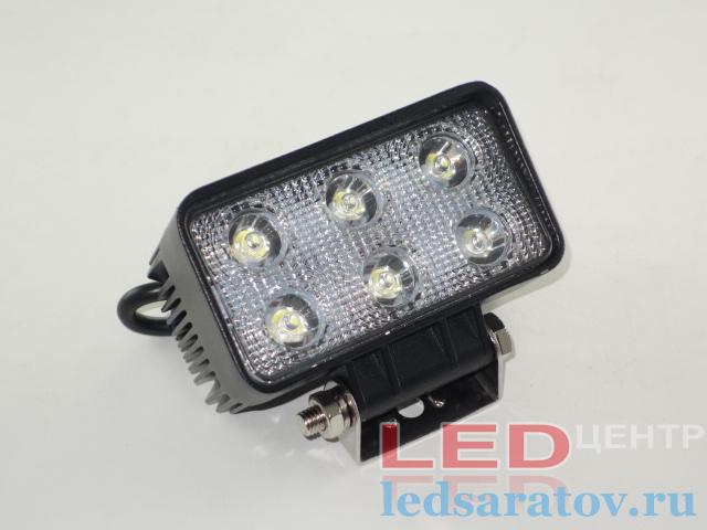 Светодиодная противотуманная фара, прямоугольная 18w, 6LED, 110мм*60мм*55мм, DC12V, IP67, черный