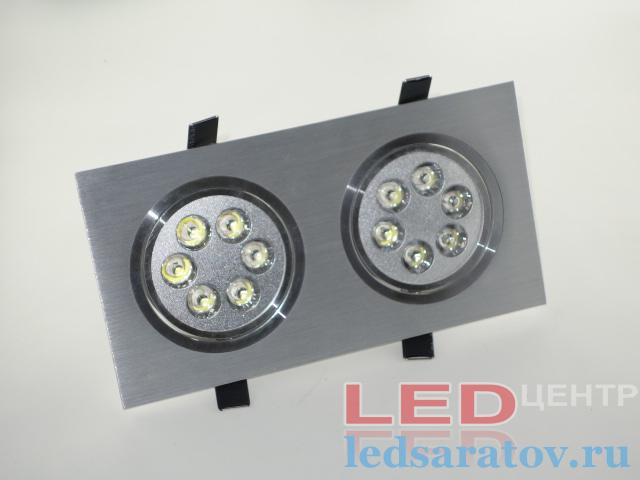 Модульный светодиодный светильник 2св.* 6LED*1w, 230мм*120мм, AC220V, сереб.