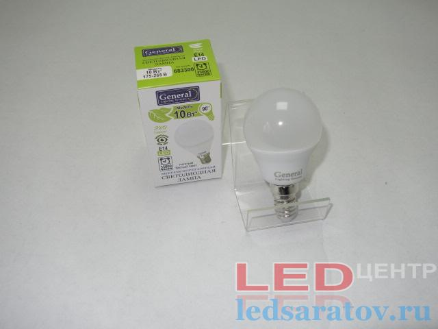 Лампочка светодиодная G45-10w, 2700k, Е14, 220V General