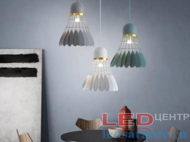 Светильник LOFT 9292-1, 50см*35см, Е27, подвесной, серый Валанчик
