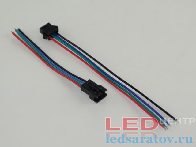 Соединитель - универсальный 4pin, 25см, IP20, RGB, штекер - гнездо (LED-1015)