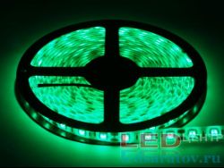 Светодиодная лента  SMD 5050, 60LED*10-12Lm, IP44, 10мм, 2pin, 12V, 14,4W-1м*5м, зеленый