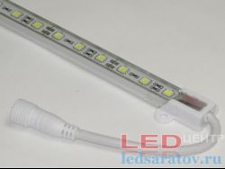 Светодиодная линейка в прямом профиле SMD 5050, 60LED*12-14Lm, IP65, 990мм*12мм, 2pin, 12V, 14,4W, холодный