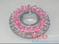 Светильник встраиваемый Круг с розовой подсветкой, ВØ55мм, 220V (6004-D, P)