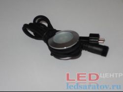 Светодиодный светильник - врезной круглый 1w, 3LED, НØ40мм-ВØ27мм, DC12V, 3000k, IP67, хром