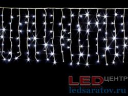 Светодиодная уличная гирлянда занавес 6,5м*0,8м, 24шт.-26см, 192LED, AC220V, контроллер, бел. пр, белый