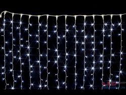 Светодиодная уличная гирлянда занавес 3м*2,5м, 20шт.-14см, 340LED, AC220V, контр., бел. пр, бел. с мерц.