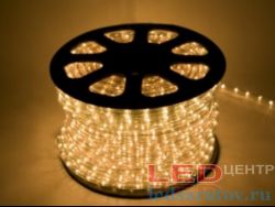 Светодиодный дюралайт 19LED, IP54, НØ9мм, 3pin, AC220V, 2.4W-2м, теплый
