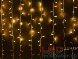 Светодиодная бытовая гирлянда занавес 2,0м*2,0м, 12шт-18см, 240-120LED, AC220V, контр., прозр. пр, теплый