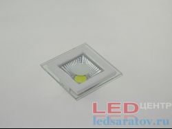 Квадратный встраиваемый светодиодный светильник  5w, 6500k, НØ100мм-ВØ70мм, 220V, белый, прозрачный