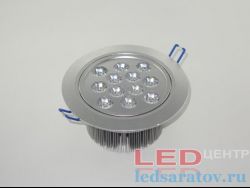 Светильник светодиодный встраиваемый 12w, НØ140мм-ВØ110мм, 220V, 6500k, серебристый (12HO 30)