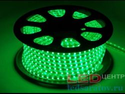 Светодиодная лента SMD 5050, 60LED*10-12Lm, IP67, 10мм, 2pin, 220V, 14.4W-1м, зеленый