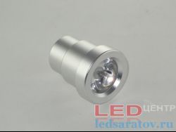 Корпус светильника  1*1W, круглый Ø50мм-Д60мм, с отверстием под ножку LD-02, линза, сереб. (GY-17)