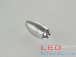 Корпус светильника  1*1W, гильза Ø30мм-Д55мм, с вн. резъбой Ø8мм, линза, сереб. (GY-09)