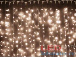 Светодиодная уличная гирлянда занавес 2м*2м, 12шт.-17см, 252LED, AC220V, бел.пр, теплый с мерц. бел.