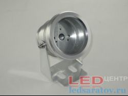 Корпус прожектора 10W, на ножке, круглый, стекло, сереб.