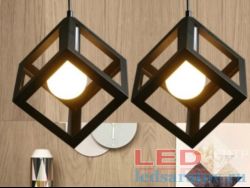 Светильник LOFT 8135-1, Е27, подвесной, черный Куб