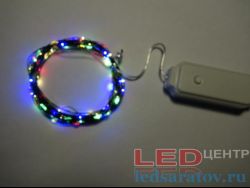 Светодиодная гирлянда - нить, роса, 10м, AC220V, с контроллером, зел. провод, RGB 