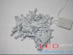 Светодиодная уличная гирлянда нить  8м, 100LED, AC220V, контроллер, бел. пр, теплый (33-16)