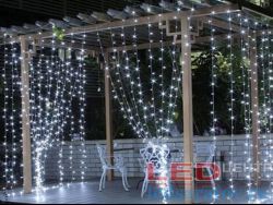Светодиодная уличная гирлянда занавес 3м*3м, 16шт.-20см, 640LED, AC220V, контроллер, бел. пр, белый