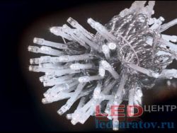 Светодиодная бытовая гирлянда нить  6м, 100-50, 60LED, AC220V, контроллер, прозр. пр, белый
