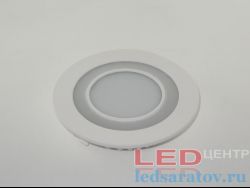 Круглый встраиваемый светодиодный светильник  8w, 6500k+4w, синий, НØ155мм-ВØ130мм, 220V, белый, матовый