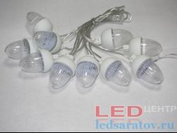 Светодиодная уличная гирлянда нить  4м, 10LED, AC220V, бел. пр, синий - страбоскоп