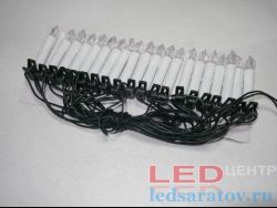 Светодиодная бытовая гирлянда нить 20LED, AC220V, зел. пр, теплый - Свечи на прищепке