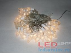 Светодиодная бытовая гирлянда нить  7м, 60LED, AC220V, прозр. пр, теплый - Шишки