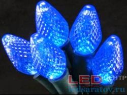 Светодиодная бытовая гирлянда нить  5м, 20LED, AC220V, черн. пр, синий - Шишки