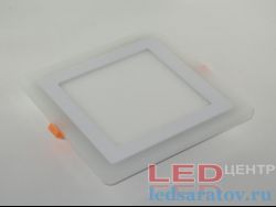 Квадратный встраиваемый светодиодный светильник 12w, 6500k+4w, синий, Н190мм*190мм-В150мм, 220V, белый