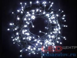 Светодиодная уличная гирлянда нить 40м, 350LED, AC220V, зел. пр, белый с мерц. бел (33-15)