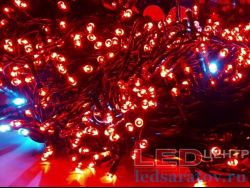 Светодиодная уличная гирлянда нить 40м, 350LED, AC220V, зел. пр, красный с мерц. бел (33-15)