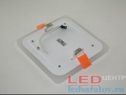 Квадратный встраиваемый светодиодный светильник  6w, 6500k+3w, теплый, Н145мм*145мм-В100мм, 220V, белый