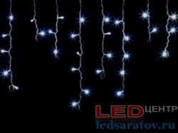 Светодиодная бытовая гирлянда бахрома 3м*0,5м, 24шт-13см, 144LED, AC220V, контроллер, прозр. пр, белый