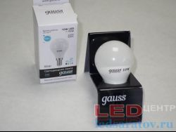 Лампочка светодиодная G45-10w, 4100k, 920Lm, E14 Gauss-Elementary