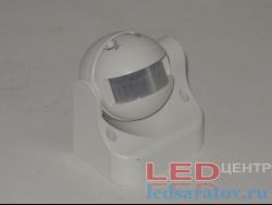 Датчик движения и света накладной, AC220V, 1200w, 8-480с, 12м, 3лк, 180° LED-центр
