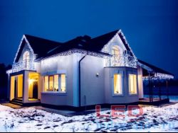 Светодиодная уличная гирлянда бахрома 3,5м*0,7м, 14шт-23см, 70LED, AC220V, бел. пр, белый с мерц. бел.