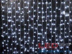 Светодиодная уличная гирлянда занавес 2м*2м, 12шт.-18см, 340LED, AC220V, контроллер, бел. пр, белый