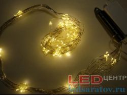 Светодиодная гирлянда - хвост, роса, 2м*10нитей, AC220V, с контроллером, зелен.провод, теплый