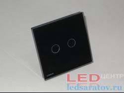 Выключатель двухлинейный сенсорный, с подсветкой, с рамкой, AC220V, черный (VL-C602)