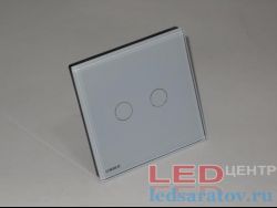 Выключатель двухлинейный сенсорный, с подсветкой, с рамкой, AC220V, белый (VL-C602)