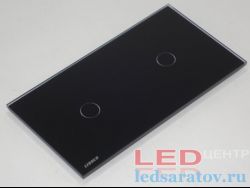 Стеклянная панель для двух одноклавишных сенсорных выключателей, черный (C7-C1, C1-12)